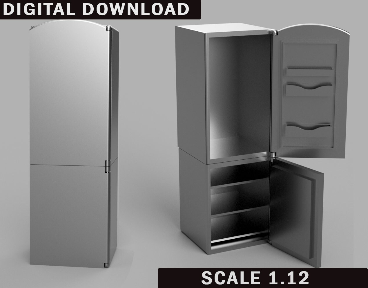 1:12 Scale Miniature Refrigerator STL File